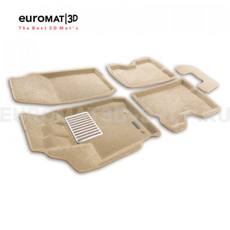 Текстильные 3D коврики Euromat3D Lux в салон для Renault Kaptur (2016-) № EM3D-004206T Бежевые